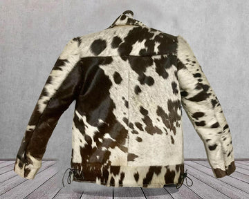 A Closer Look at the Men's Genuine Cowhide Jacket with Real Animal Print Hair-on-Hide Vest