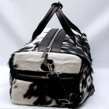 Medium Cowhide Duffel Bag, Genuine Leather Weekend Travel Bag, Stylish Luggage for Men & Women