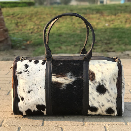 Medium Cowhide Duffel Bag, Genuine Leather Travel Luggage, Perfect Gift for Him or Her