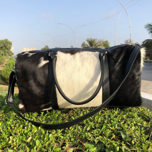 Pony Skin Bags: Medium Cowhide Duffel, Luxurious Genuine Leather, Unique Gift for Him or Her