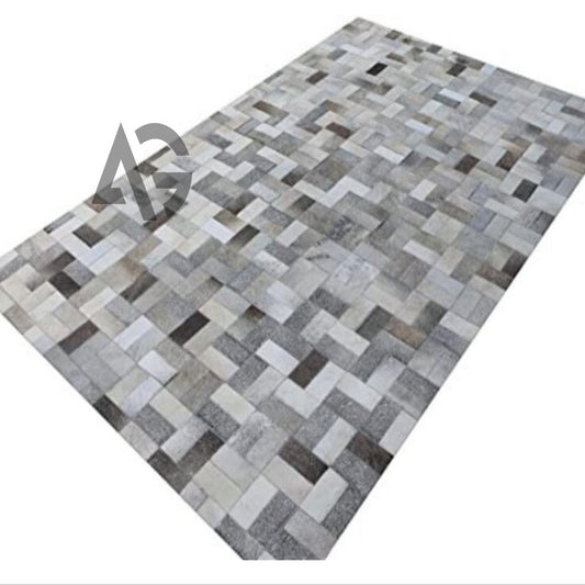 Stunning Cowhide Patchwork Rug - Unique Handmade Floor Accent - Perfect for Living Room