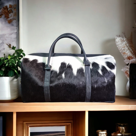 Pony Skin Bags: Cowhide Duffel Bag, Handcrafted Leather Travel,Perfect Gift for Adventurers