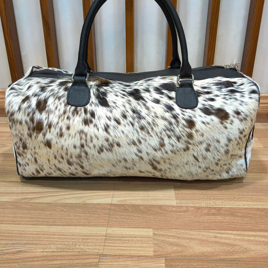 Pony Skin Bag - Medium Cowhide Duffel, Genuine Leather Weekender, Stylish Travel Luggage, Unisex Gift Idea