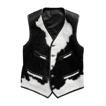 Men's Cowhide Leather Vest - Black, Stylish & Rugged Outerwear, Casual Wear, Great Gift for Him