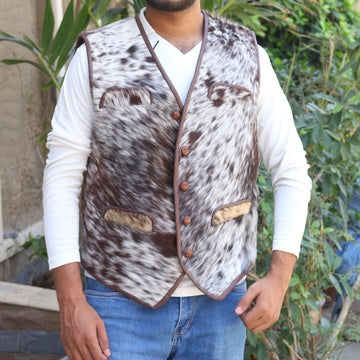 Men's Cowhide Vest Men's Real Real Hair On Cow Skin waistcoat