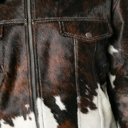 Elegant Women's Cowhide Leather Bifold Jacket, Handcrafted for Daily Use